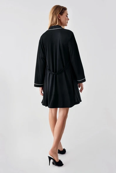 Freshness 324 Kadın 4'Lü Sabahlıklı Şorlu Pijama Takımı - 6