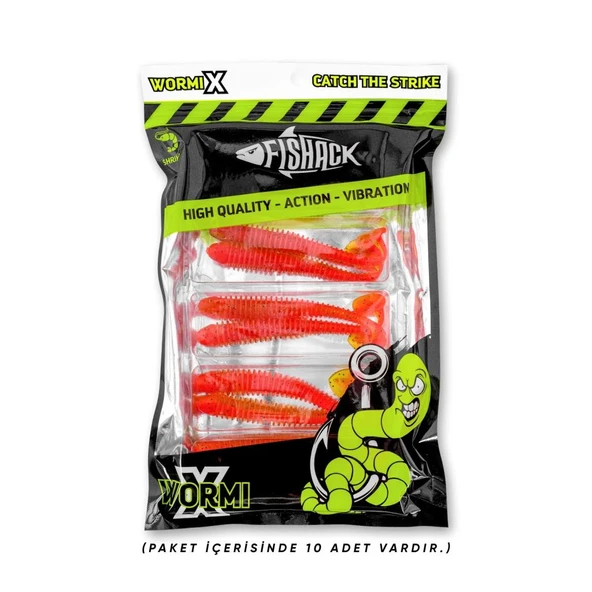 Silikon Kurt Yem - 4,2g 105mm - Turna/Levrek Silikonu - 1 Adet - Turuncu/Sarı - Karides Kokulu - Resim 5