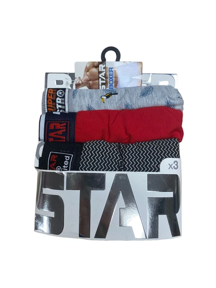Star 105 Desenli Jakar Erkek 3'lü Kemer Boxer - 3