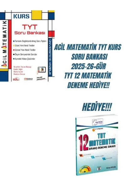 ACİL MATEMATİK TYT KURS SORU BANKASI 2025-26+GÜR TYT 12 MATEMATİK DENEME HEDİYE!! - 1