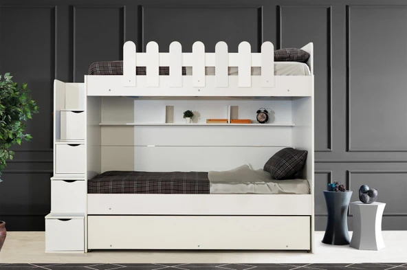 EVİMŞAH IRMAK 3 LÜ BEYAZ BEYAZ 90 190 YAVRULU RANZA - 2