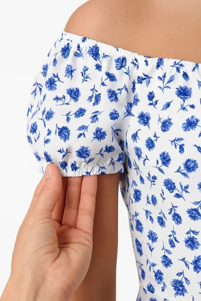 Bardot Omuzu Acık Çiçek Desenli Elbise - Desenli - Resim 2