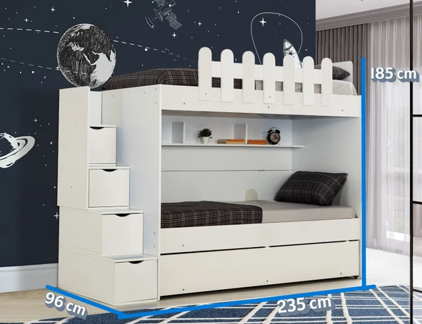 EVİMŞAH IRMAK 3 LÜ BEYAZ BEYAZ 90 190 YAVRULU RANZA - 4