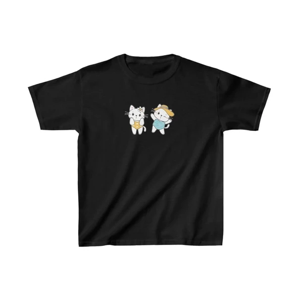 Unisex Çocuk Baskılı T-Shirt - Siyah - 1
