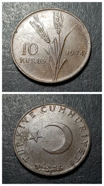 Escoines 3996368734506c91cf 10Kuruş 1974 çt+ bronz Para ürün görseli 1
