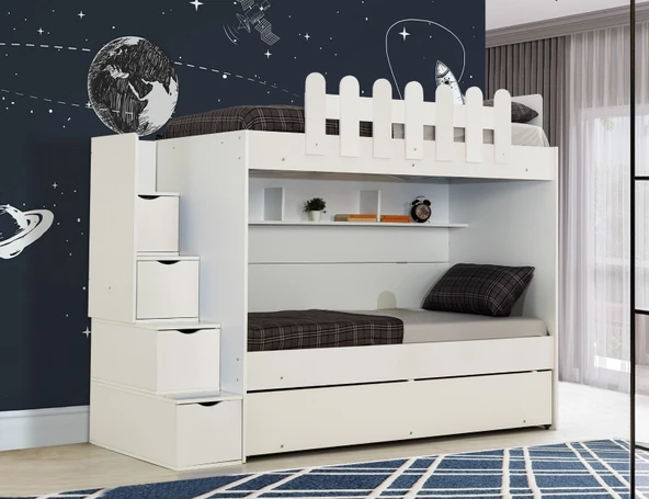 EVİMŞAH IRMAK 3 LÜ BEYAZ BEYAZ 90 190 YAVRULU RANZA