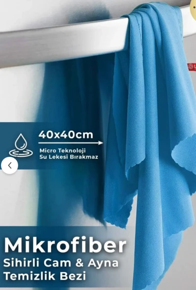 Mikrofiber 4'lü 40cm40cm Su Emici İz Bırakmayan Antibakteriyel Cam Temizlik Bezi Seti - Resim 2