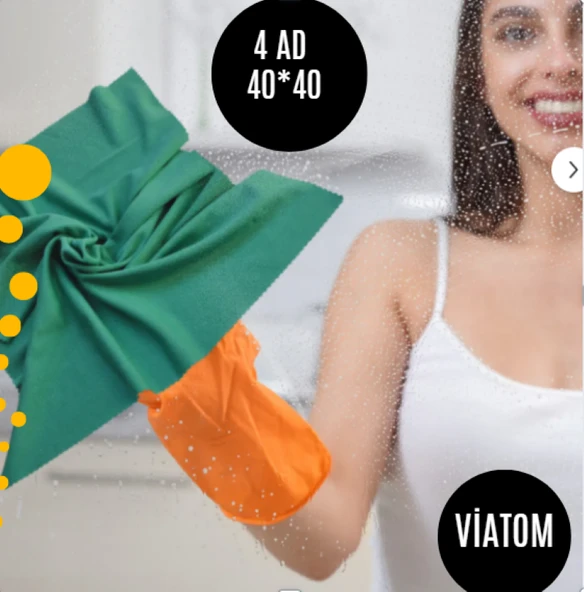 Mikrofiber 4'lü 40cm40cm Su Emici İz Bırakmayan Antibakteriyel Cam Temizlik Bezi Seti ürün görseli