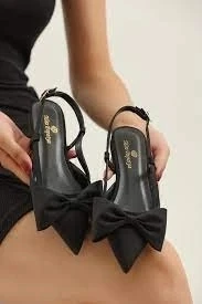 Cenya Siyah Saten Babet Ayakkabı ürün görseli 1