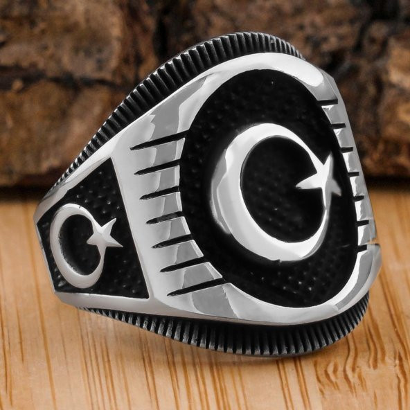 Ay Yıldız 925 Ayar Gümüş Yüzük ürün görseli 1