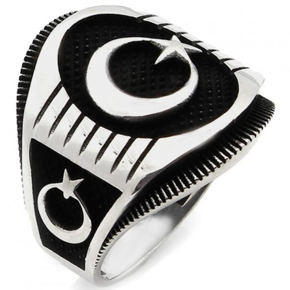 Ay Yıldız 925 Ayar Gümüş Yüzük - Resim 3