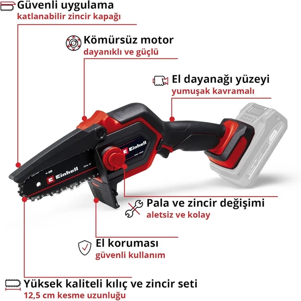 Einhell GE-PS 18/15 Li BL Tek Akülü 4 Ah Budama Testeresi - Resim 3