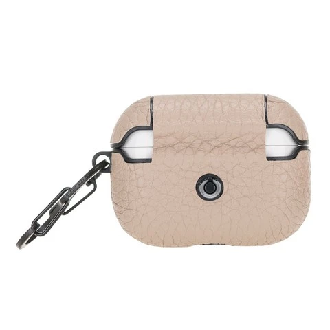 Apple AirPods Pro Uyumlu Deri Kılıf Juni ERC3 Bej - 3