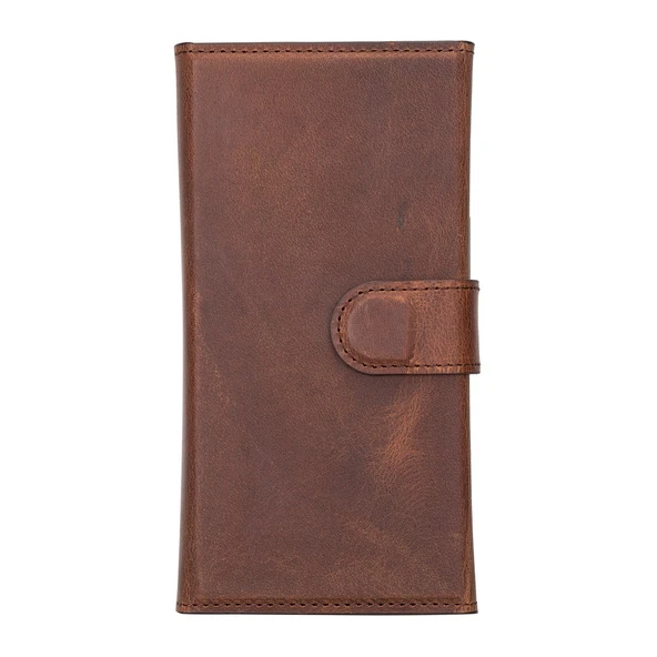 Apple iPhone 13 Pro Uyumlu Deri Cüzdanlı Kılıf Santa G2 Kahve - 3