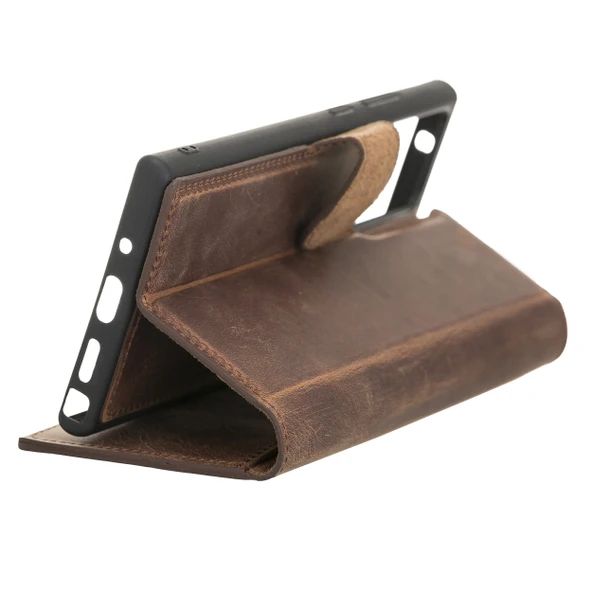 Samsung Galaxy Note 20 Ultra Uyumlu Deri Cüzdanlı Kılıf G2 Kahve - Resim 3