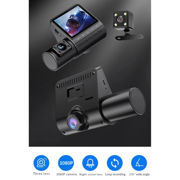 M80 3 Lens Araç Kamerası - 5