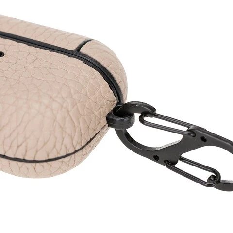 Apple AirPods Pro Uyumlu Deri Kılıf Juni ERC3 Bej - 4