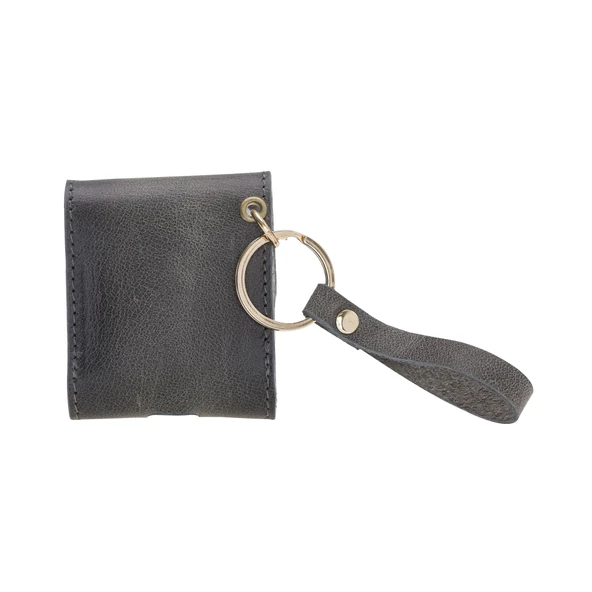 Apple AirPods 2.nesil Uyumlu Deri Kılıf Mai Snap TN18 Gri - Resim 2