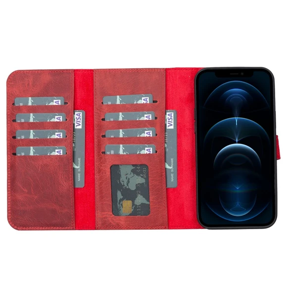 Apple iPhone 13 Pro Max Uyumlu Deri Cüzdanlı Kılıf Santa G4 - Resim 2