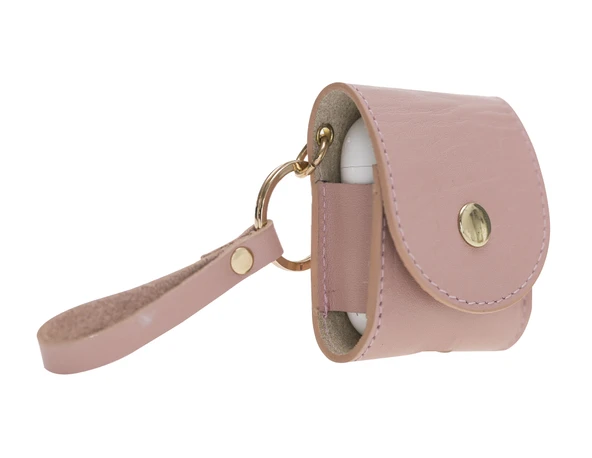 Apple AirPods 2.nesil Uyumlu Deri Kılıf Mai Snap NU2 Pembe - 2