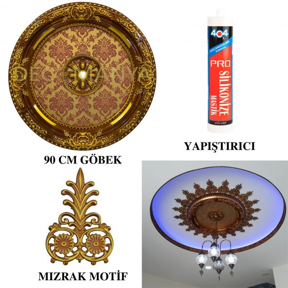 Decomanya Saray Tavan Oval Kahve Eskitme 90 cm Paket