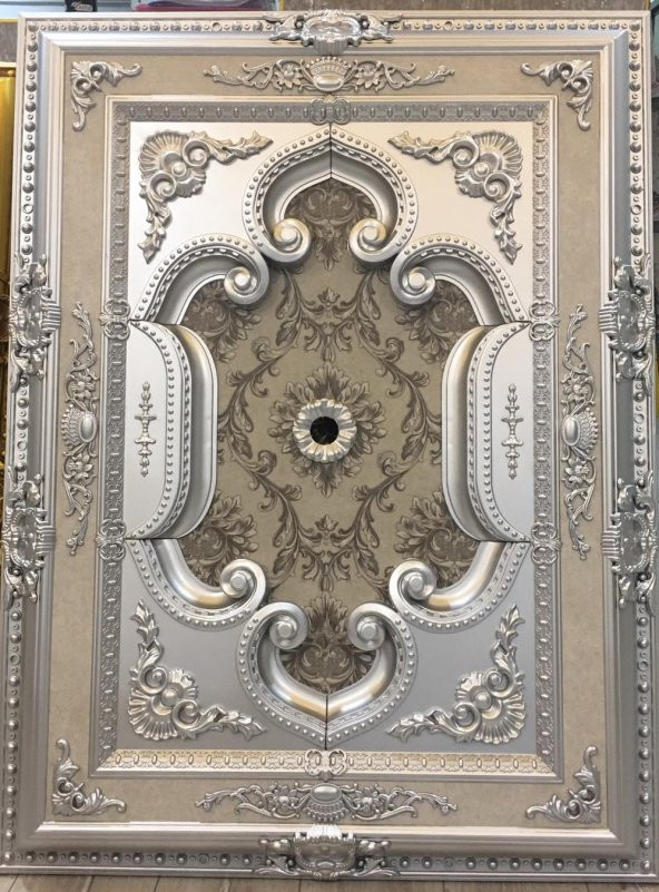 Decomanya Gümüş Dikdörtgen Saray Tavan Göbeği 90*120 cm