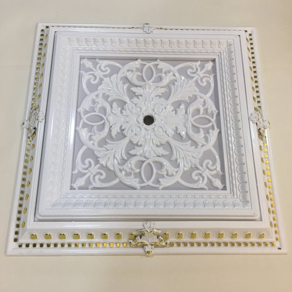 Decomanya Saray Tavan Göbek 72x72 cm Beyaz Altın