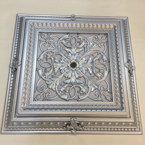 Decomanya Saray Tavan Göbek 72x72 cm Gümüş