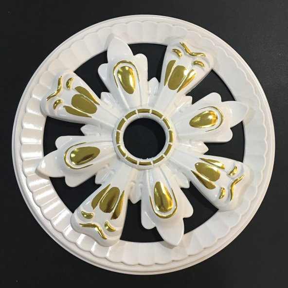 Decomanya Saray Tavan Beyaz Altın Oval Tavan Göbeği 25*25 cm