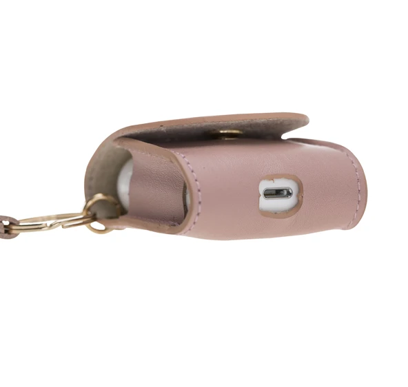 Apple AirPods 2.nesil Uyumlu Deri Kılıf Mai Snap NU2 Pembe - 4