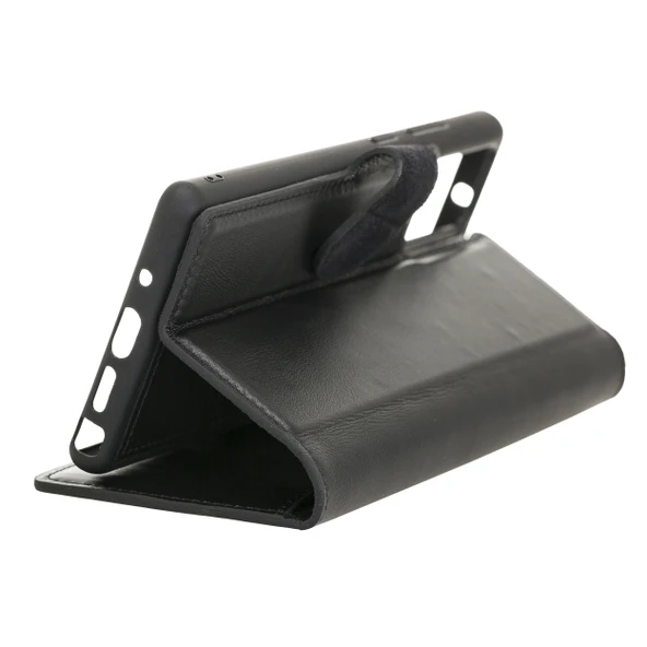 Samsung Galaxy Note 20 Uyumlu Deri Cüzdanlı Kılıf RST1 Siyah - Resim 3