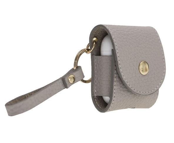 Apple AirPods 2.nesil Uyumlu Deri Kılıf Mai Snap ERC3 Bej - 2