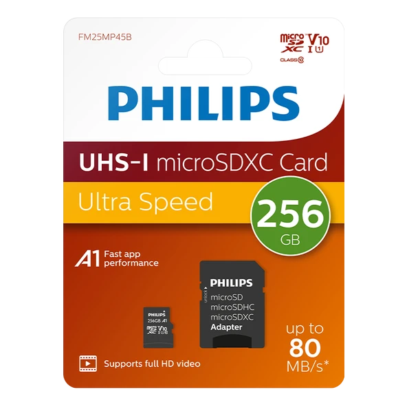 PHILIPS 256GB MICRO SDXC 80 MB/S C10 FM25MP45B/00 - 2