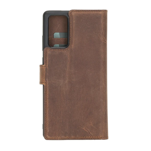 Samsung Galaxy Note 20 Uyumlu Deri Cüzdanlı Kılıf G2 Kahve - Resim 3