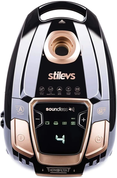 Stilevs Soundless Sessiz Yatık Süpürge - Siyah-Sarı ürün görseli