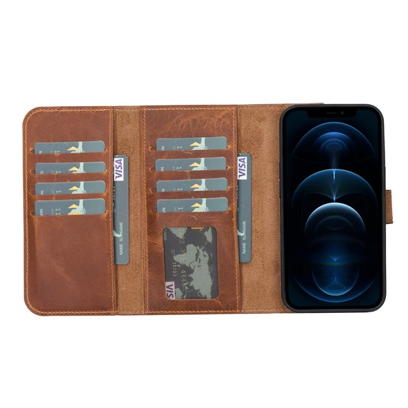 Apple iPhone 13 Pro Uyumlu Deri Cüzdanlı Kılıf Santa G19 Taba - Resim 2