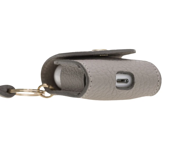 Apple AirPods 2.nesil Uyumlu Deri Kılıf Mai Snap ERC3 Bej - 4