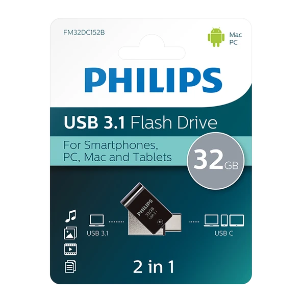 PHILIPS 32GB USB3.1 TYPE-C 100/150 MB/S FM32DC152B/00 - 1
