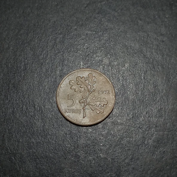Escoines 3996368ab89ded50cb 1972 bronz 5kuruş çt para - Resim 2