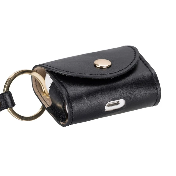 Apple AirPods 3.nesil Uyumlu Deri Kılıf Mai Snap RST1 Siyah - 5