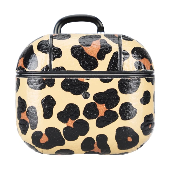 Apple AirPods 3.nesil Uyumlu Deri Kılıf Juni LEO-NE Leopar - 2
