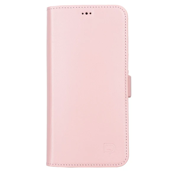 Apple iPhone 13 Pro Max Uyumlu Deri Cüzdanlı Kılıf Toz Pembe - Resim 2