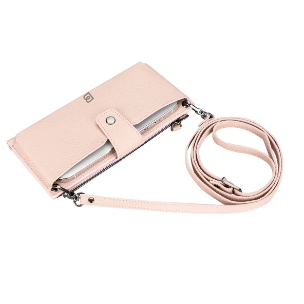 Lozan Strap 6.5 inch Uyumlu Deri Kartlıklı Kılıf ERC5 Pembe - Resim 2