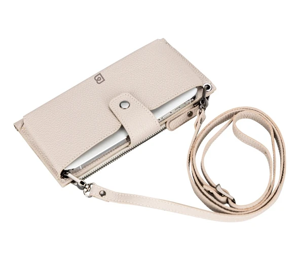 Lozan Strap 6.5 inch Uyumlu Deri Kartlıklı Kılıf ERC3 Bej - 2