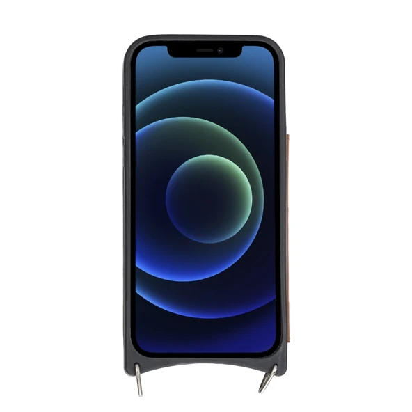 Apple iPhone 12 Pro Uyumlu Deri Askılı Kılıf UFW RST2EF Taba - 5