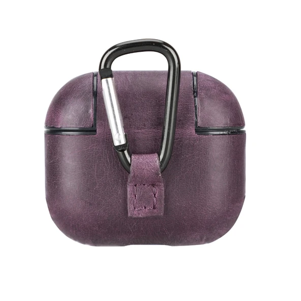 Apple AirPods 3.nesil Uyumlu Deri Kılıf Juni AA7 Mor - Resim 3