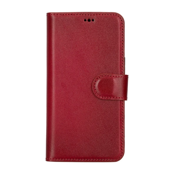 Apple iPhone 15 Uyumlu Deri Cüzdanlı Kılıf MWWN V4EF Kırmızı - Resim 4