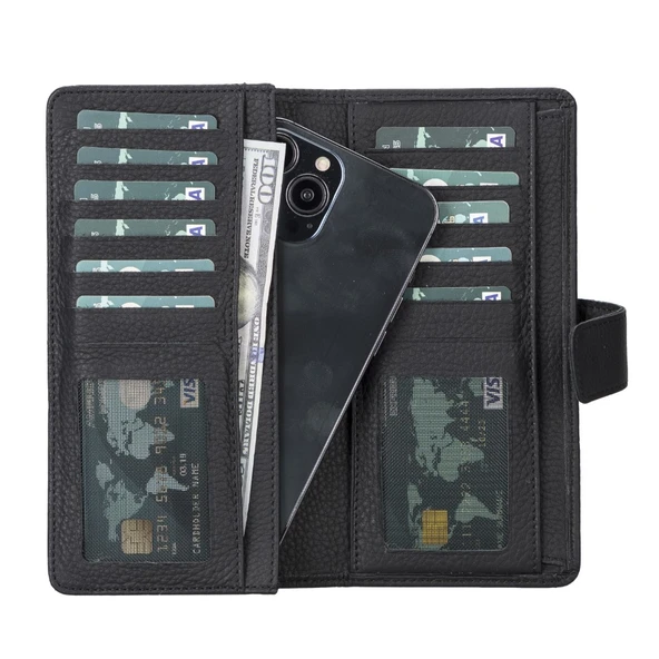 Coppet 6.7 inch Uyumlu Deri Kartlıklı Kılıf ERC1 Siyah ürün görseli 1