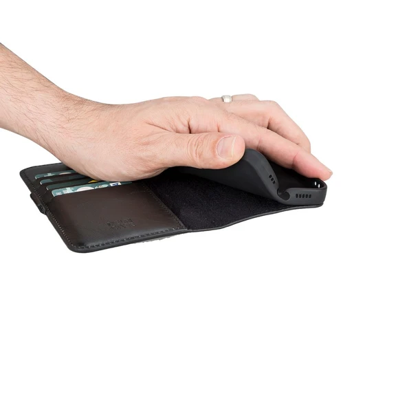 Apple iPhone 13 Pro Max Uyumlu Deri Cüzdanlı Kılıf Siyah - 3