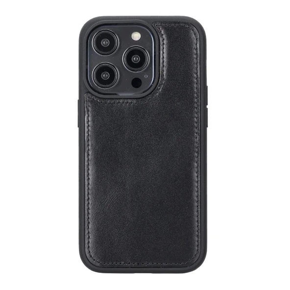 Apple iPhone 14 Pro Uyumlu Deri Cüzdanlı Kılıf MWWN RST1 Siyah - 3